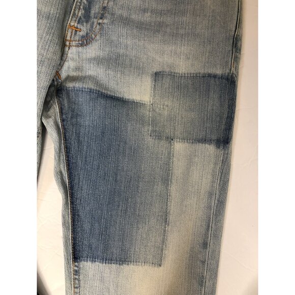 Nudie Jeans Lean Dean Mens 30x30 Blue Denim Jeans Skinny Patched - Picture 8 of 10